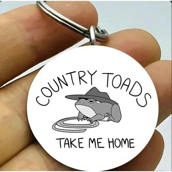 Country Toad Cowboy Hat Take Me Home Hot Art Cute Keychain - Picture 1 of 1